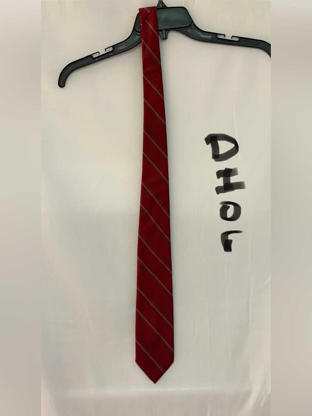 Dior Burgundy Diagonal Stripe Silk Tie
